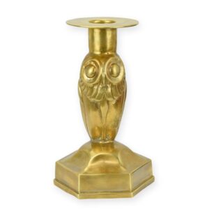 Exquisiter Bronze Eulen-Kerzenhalter im Art Deco Design aus Metall