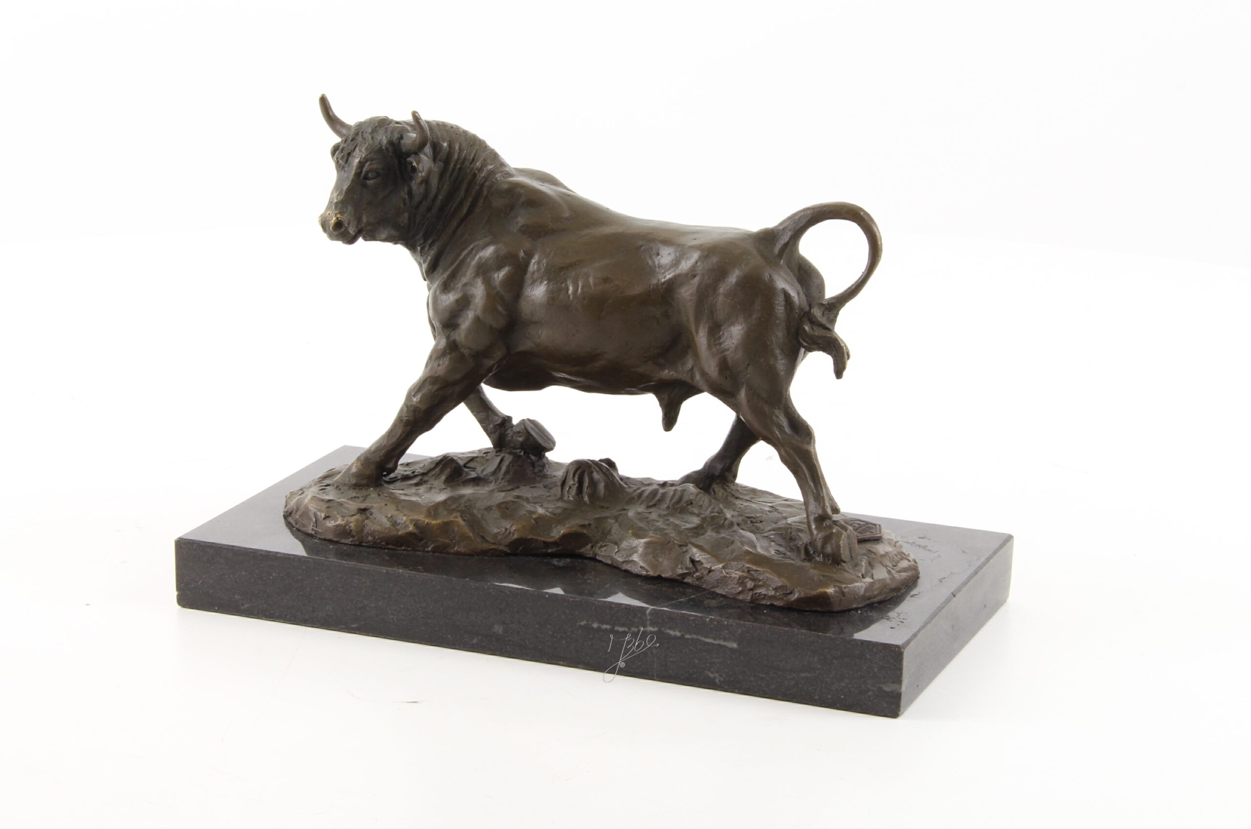 Dynamische Bronze Stier Skulptur auf edlem Marmorsockel Kunstwerk 10