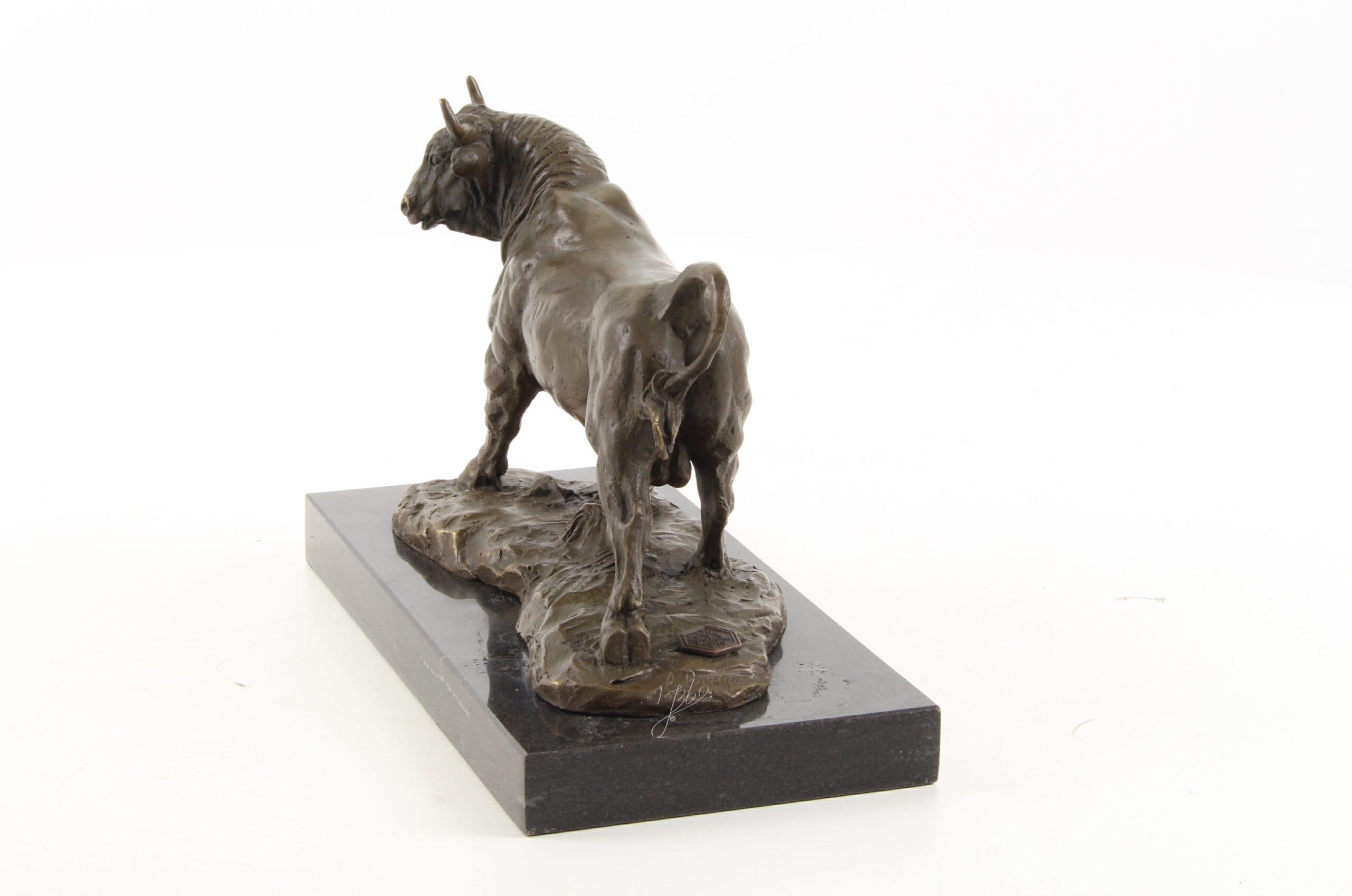 Dynamische Bronze Stier Skulptur auf edlem Marmorsockel Kunstwerk 6