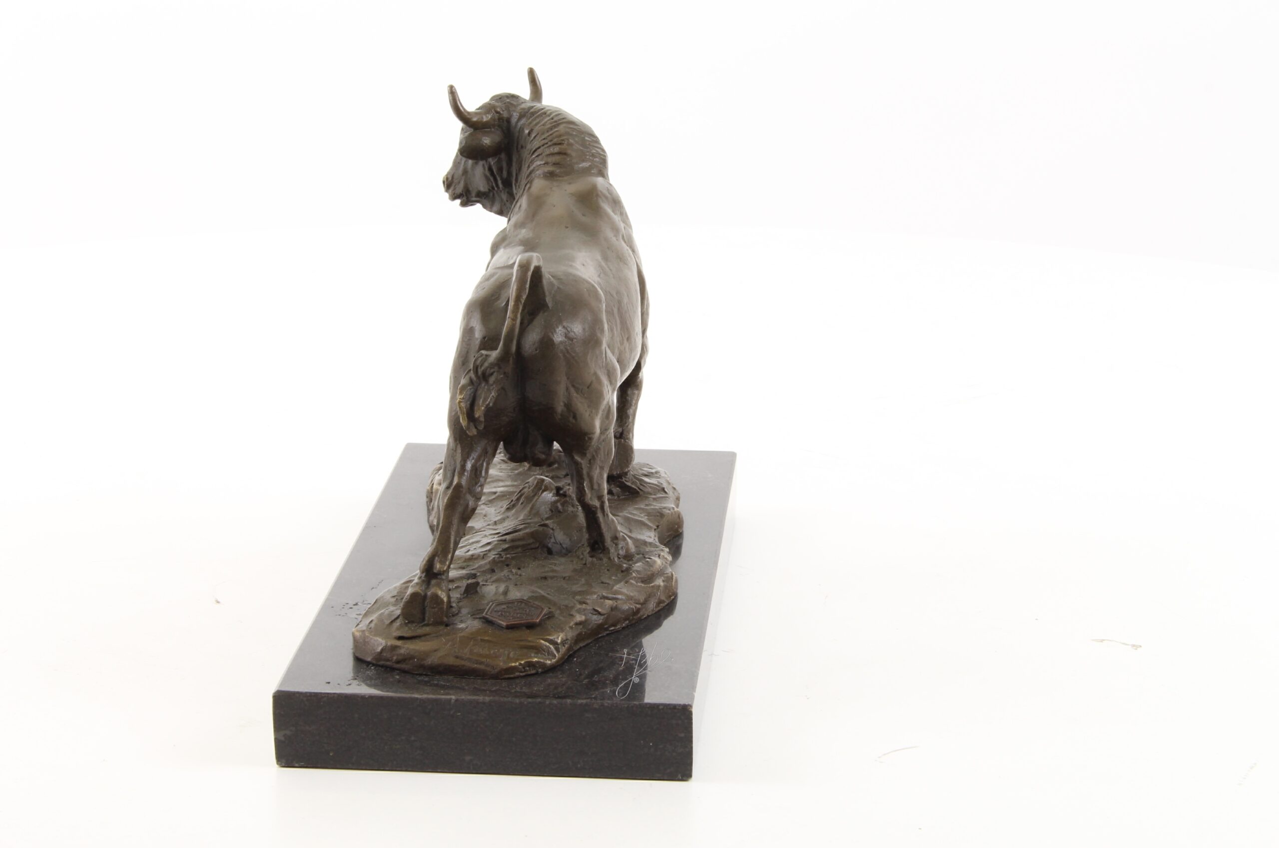Dynamische Bronze Stier Skulptur auf edlem Marmorsockel Kunstwerk 5