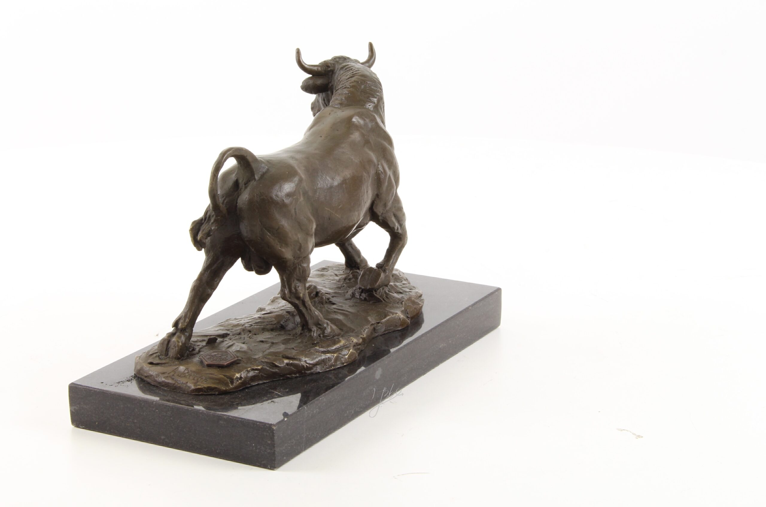 Dynamische Bronze Stier Skulptur auf edlem Marmorsockel Kunstwerk 7