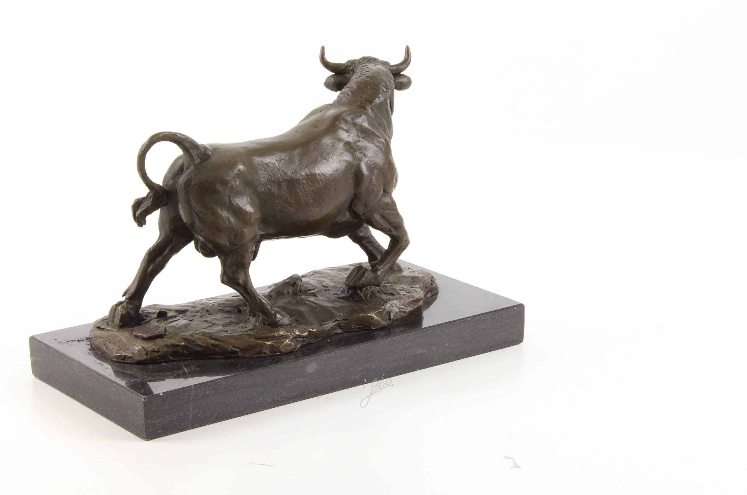 Dynamische Bronze Stier Skulptur auf edlem Marmorsockel Kunstwerk 11