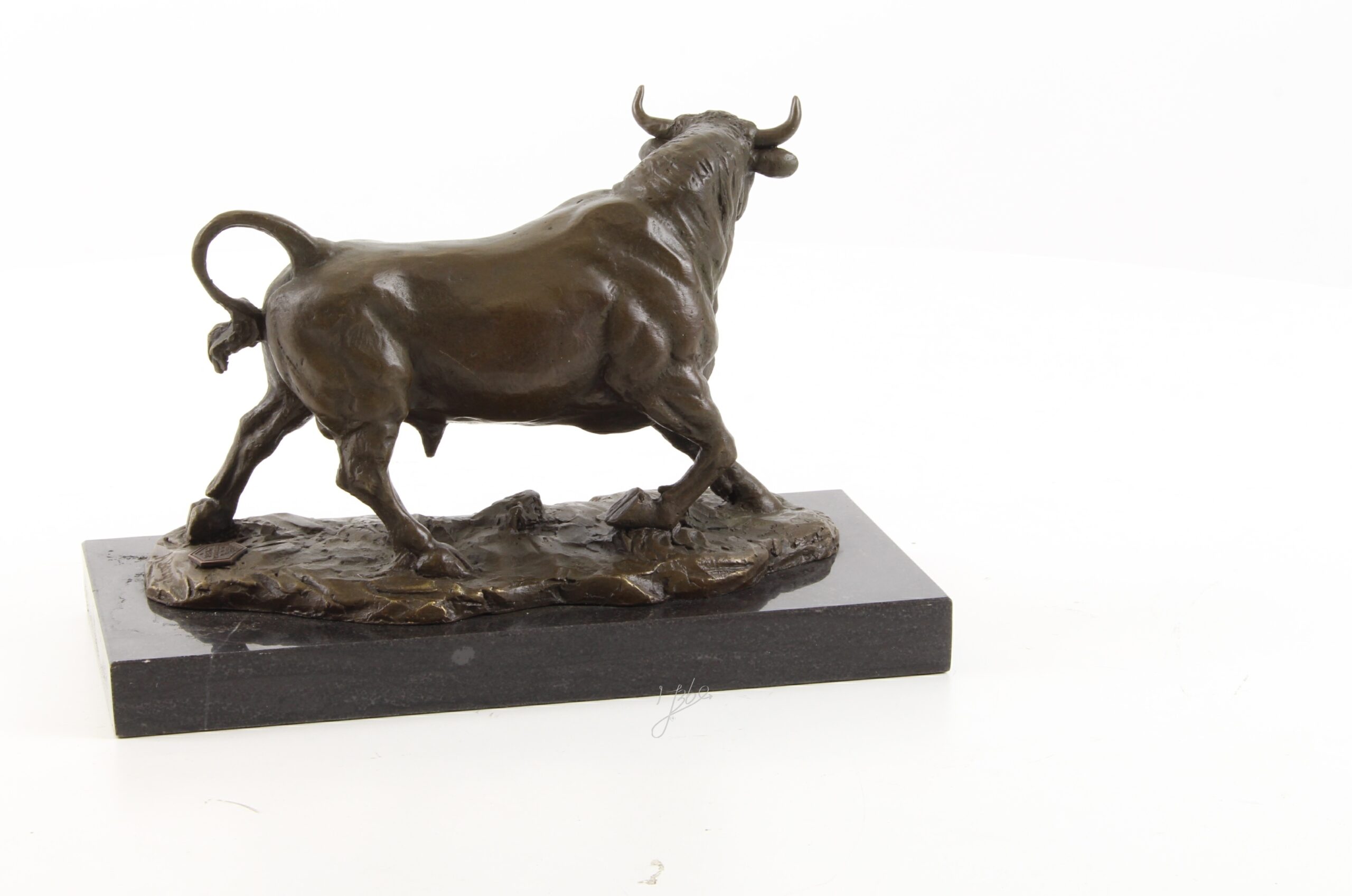 Dynamische Bronze Stier Skulptur auf edlem Marmorsockel Kunstwerk 12