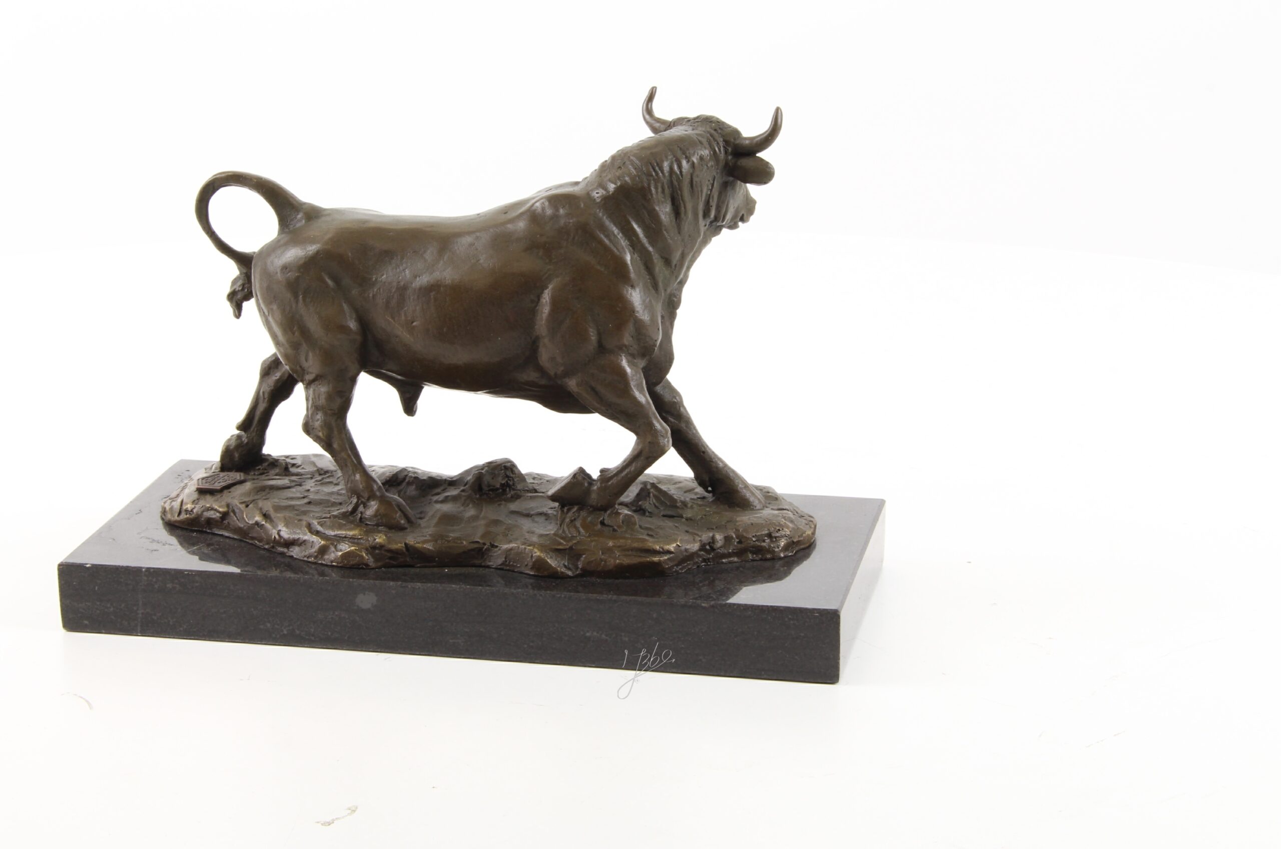 Dynamische Bronze Stier Skulptur auf edlem Marmorsockel Kunstwerk 8