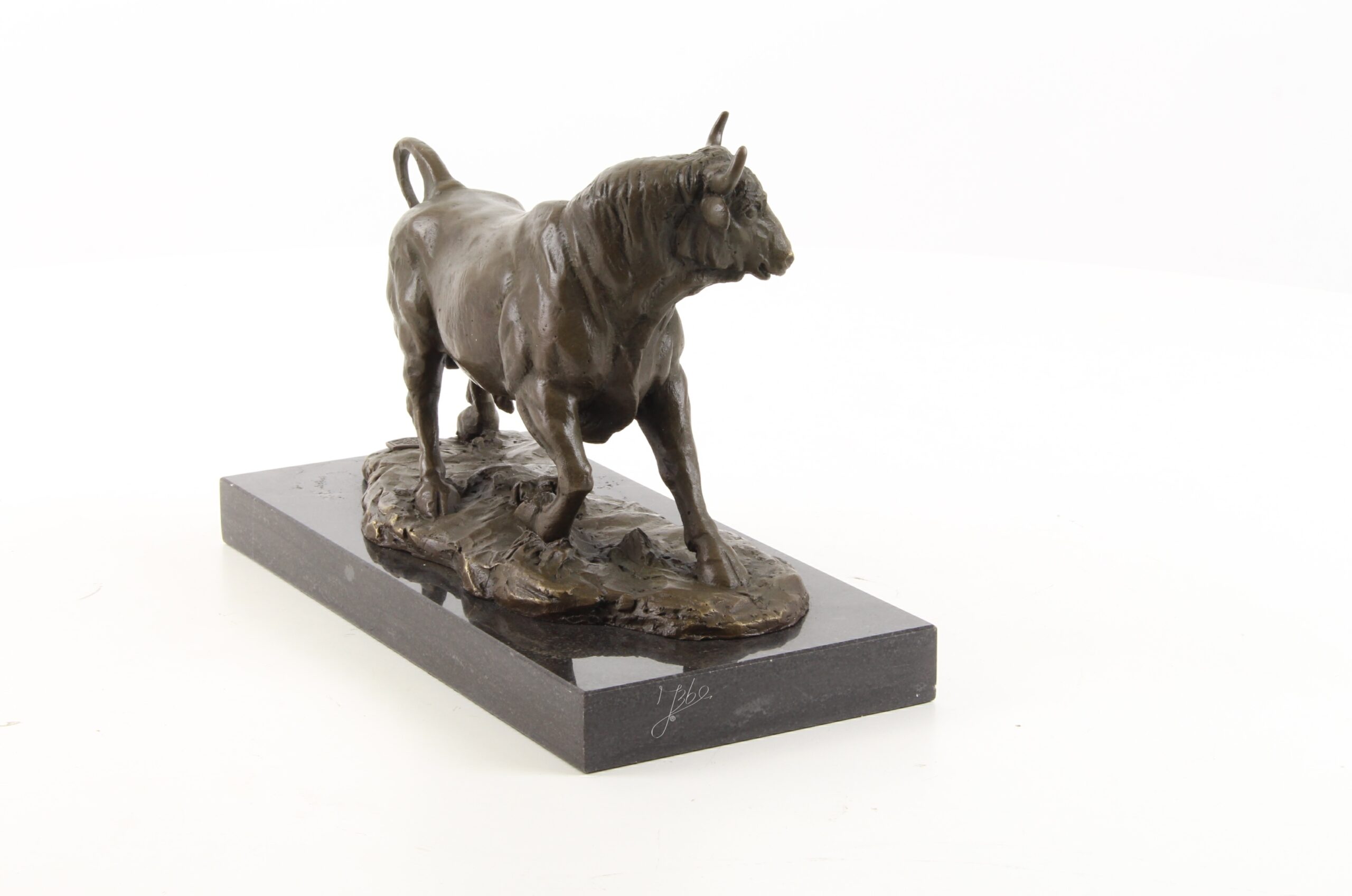 Dynamische Bronze Stier Skulptur auf edlem Marmorsockel Kunstwerk 13