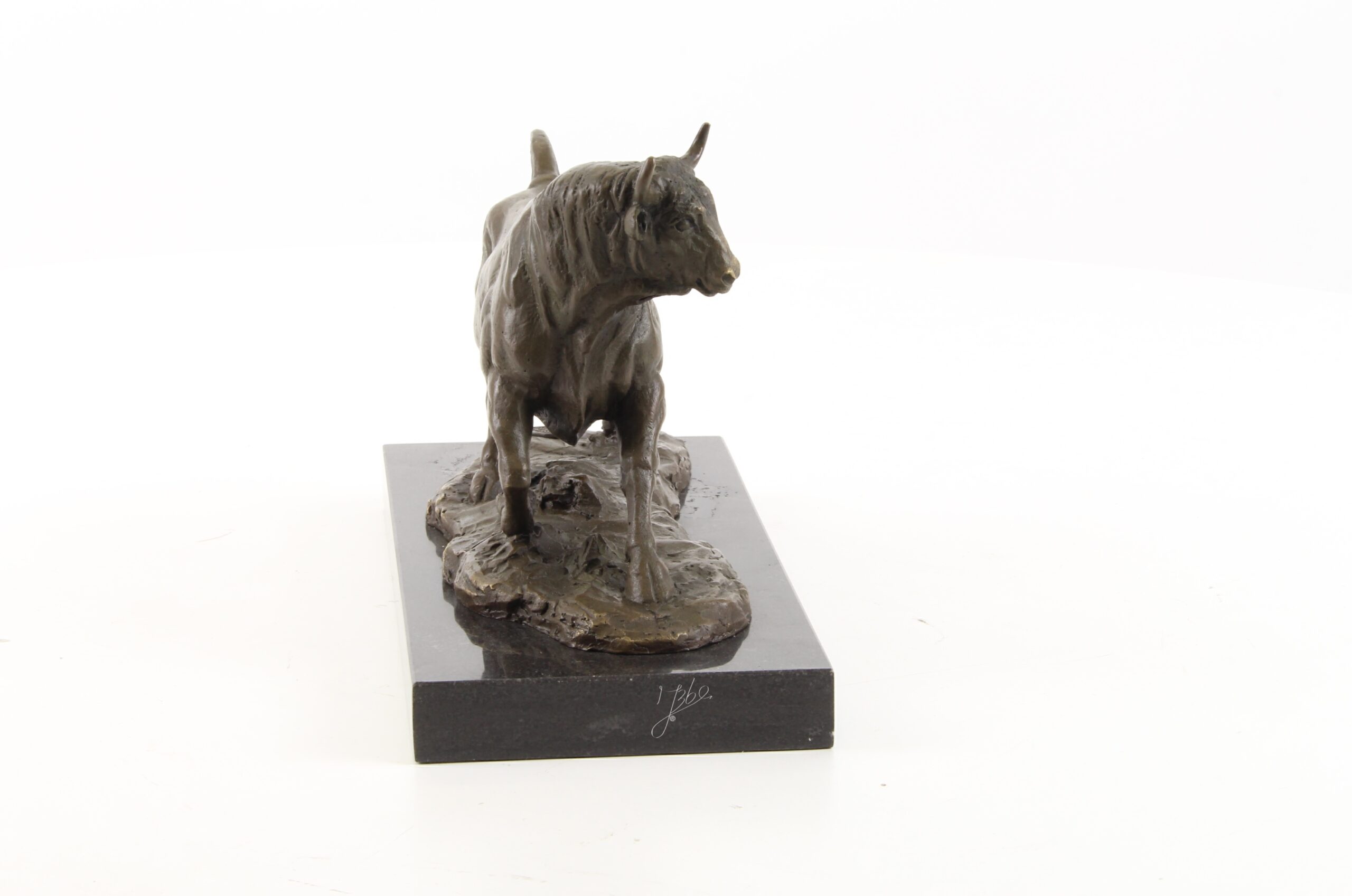 Dynamische Bronze Stier Skulptur auf edlem Marmorsockel Kunstwerk 14