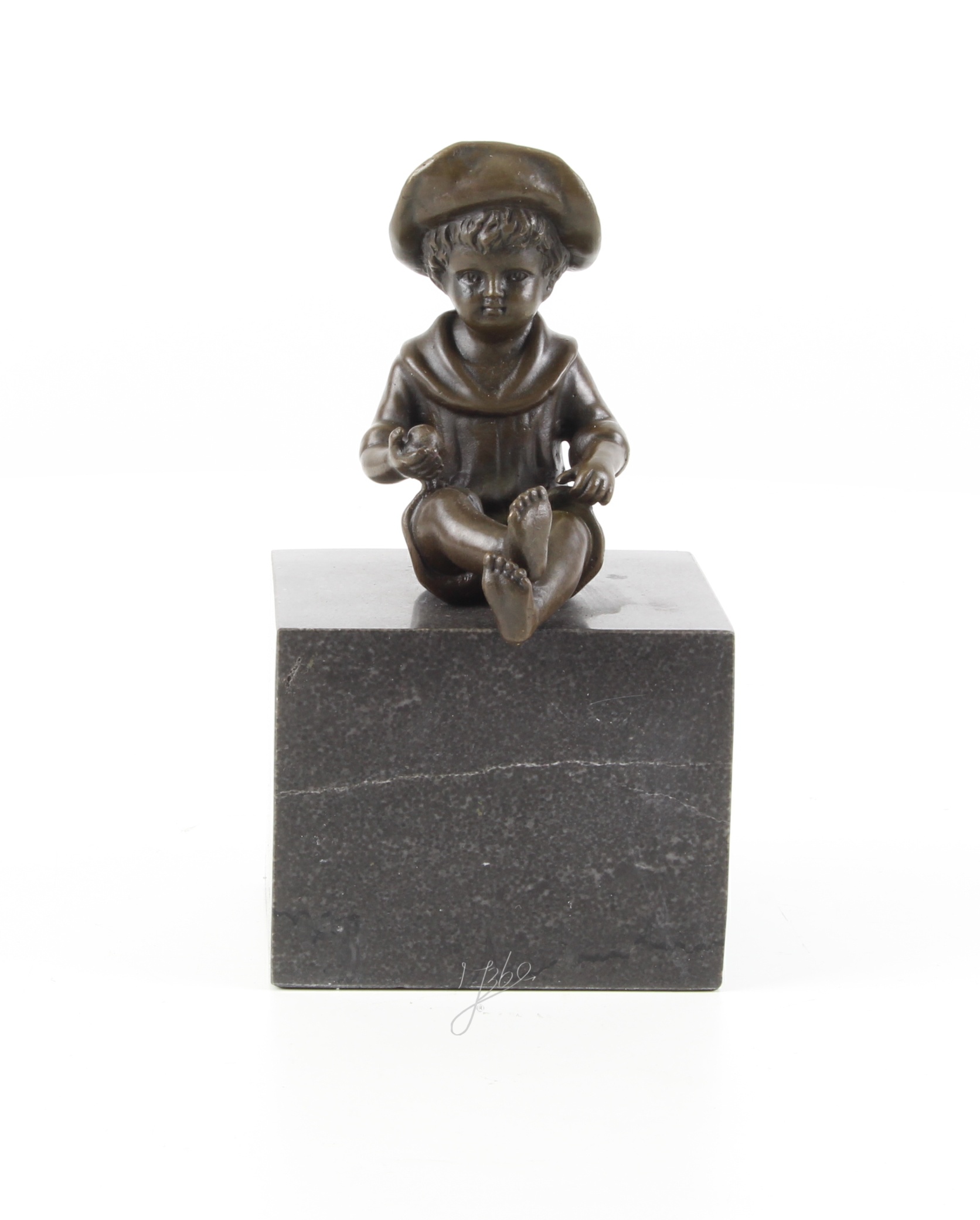 Hochwertige Bronze Kinderskulptur Junge im Matrosenanzug Statue 3