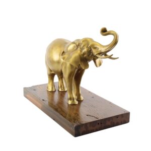 Hochwertige Bronze und Goldene Elefantenskulptur auf Holzsockel