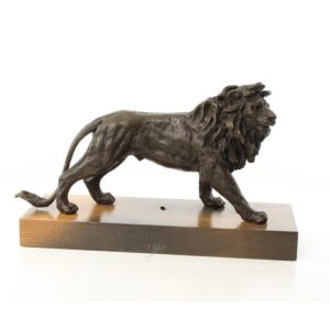 Hochwertige Bronze Löwenfigur Detaillierte Skulptur auf Holzsockel