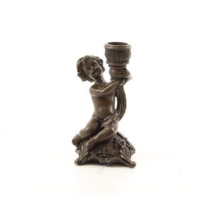 Eleganter Bronze Putto Kerzenhalter  Klassischer Kerzenständer Design