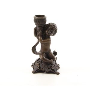 Eleganter Bronze Putto Kerzenständer  Dekorativer Engel Kerzenhalter