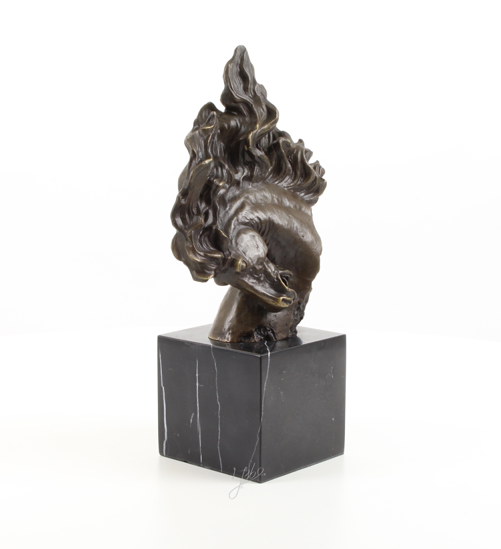 Exquisite Pferdekopf Bronzeskulptur mit detailreicher Pferdemähne 3