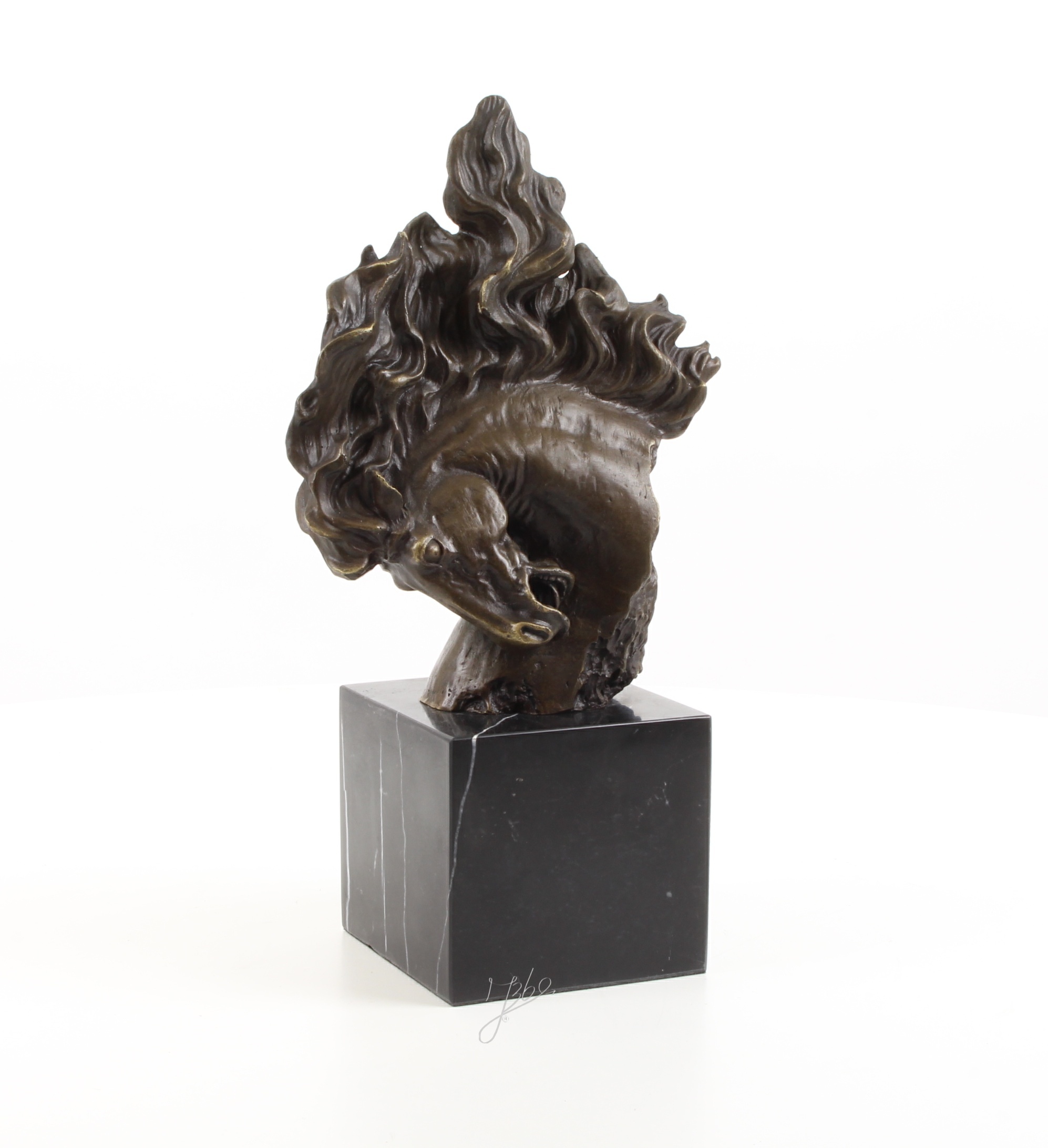Exquisite Pferdekopf Bronzeskulptur mit detailreicher Pferdemähne 4