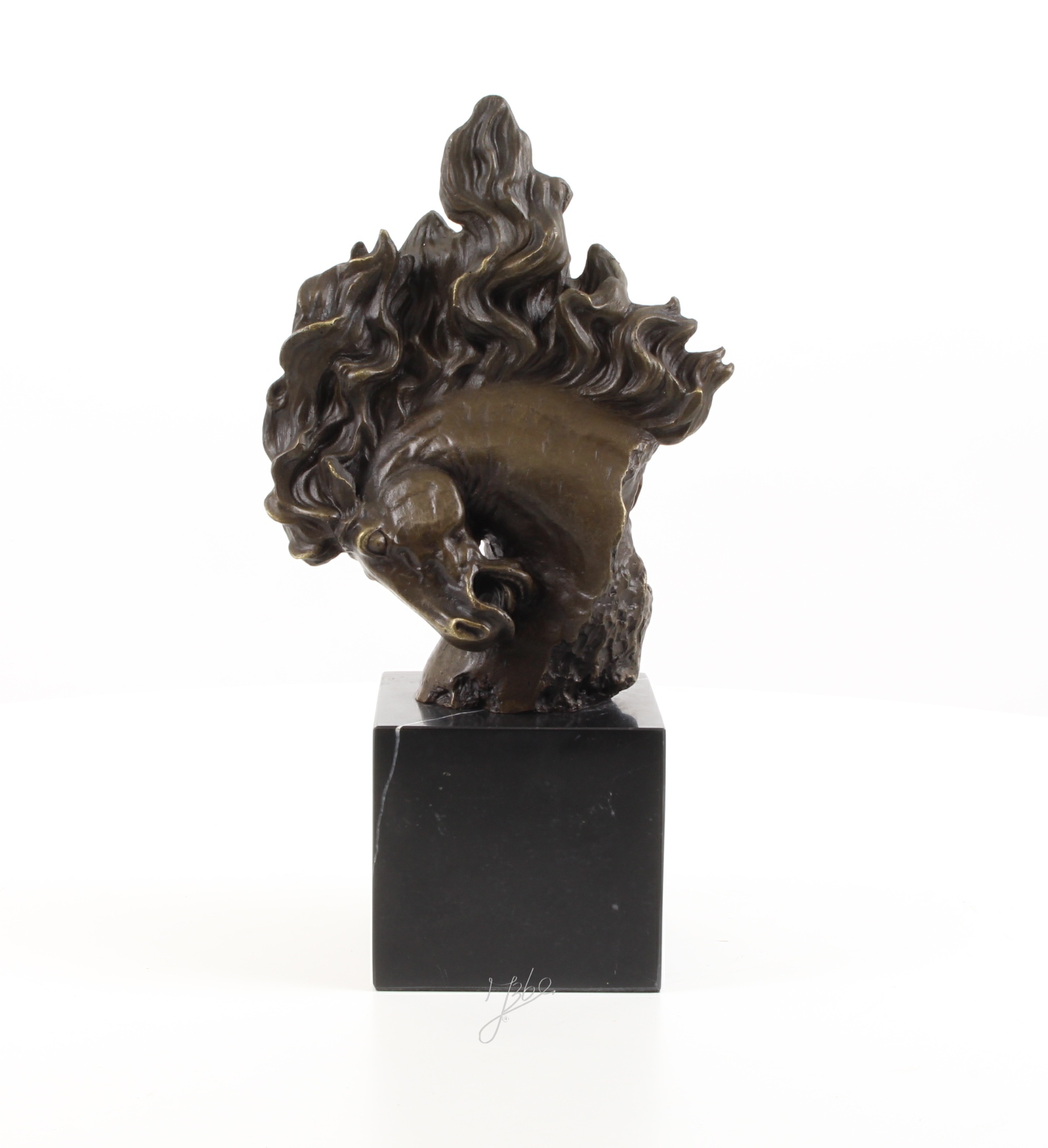 Exquisite Pferdekopf Bronzeskulptur mit detailreicher Pferdemähne 10