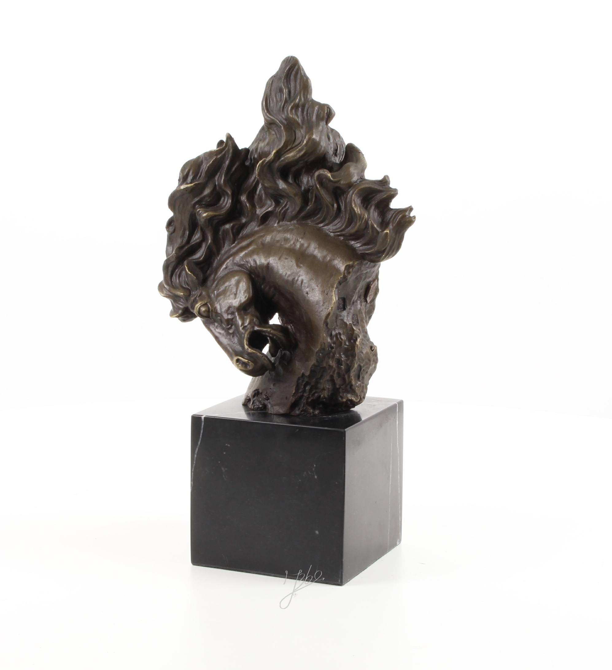 Exquisite Pferdekopf Bronzeskulptur mit detailreicher Pferdemähne 5