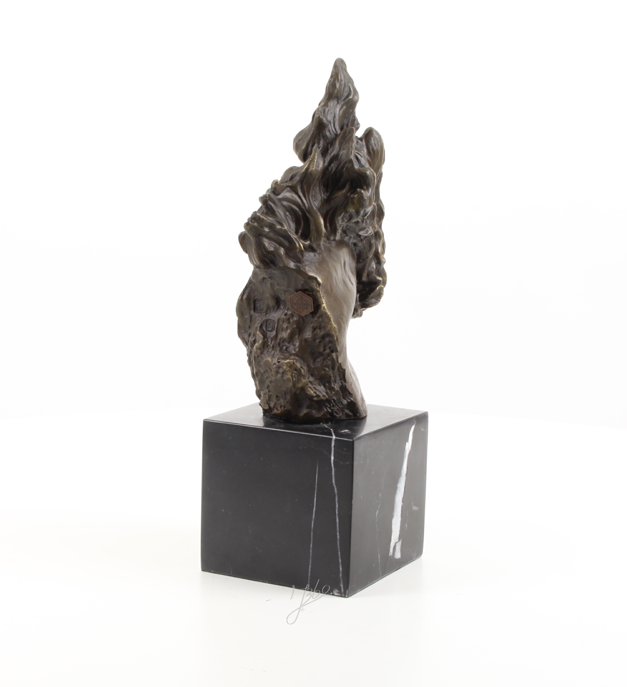 Exquisite Pferdekopf Bronzeskulptur mit detailreicher Pferdemähne 8