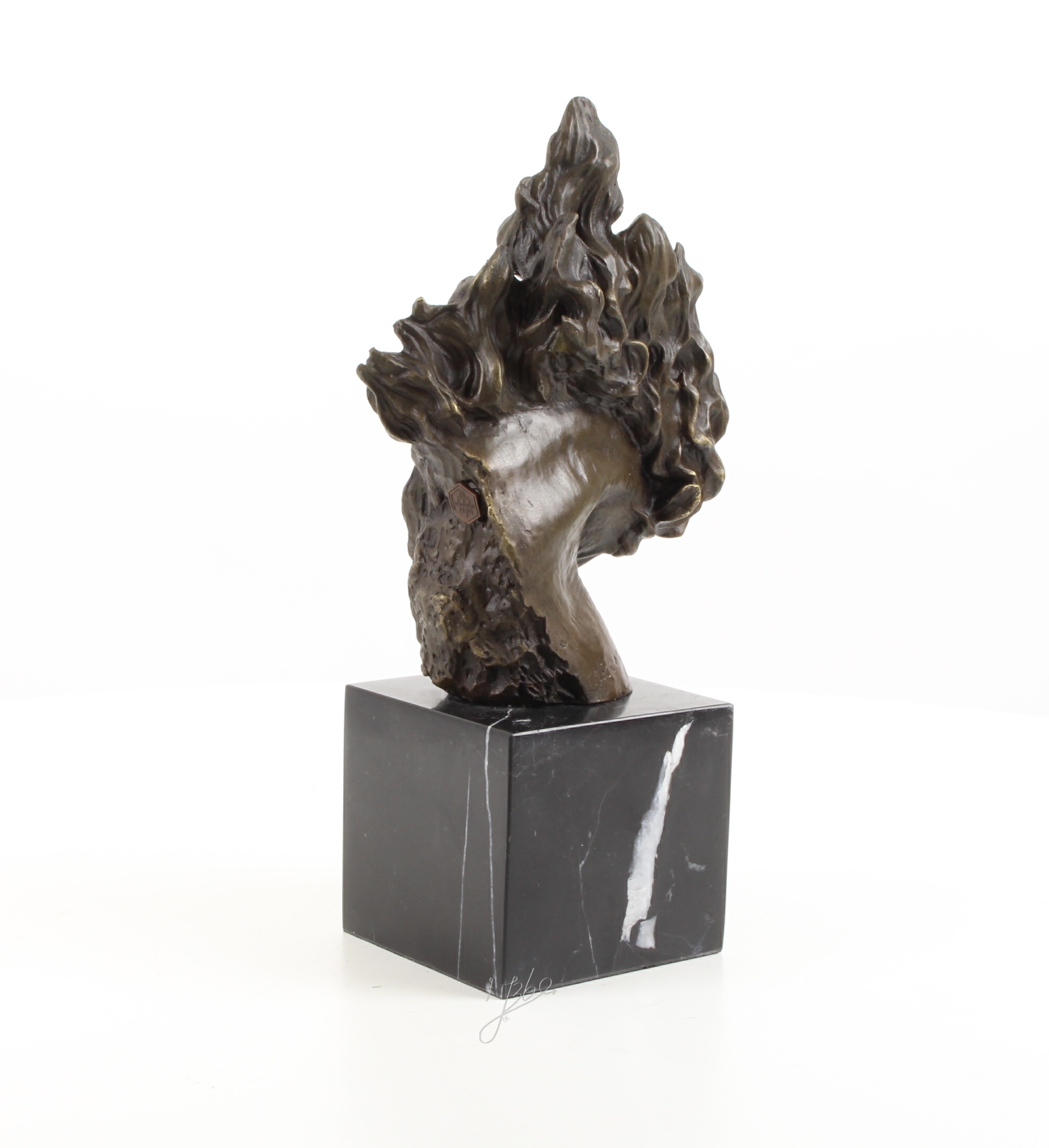 Exquisite Pferdekopf Bronzeskulptur mit detailreicher Pferdemähne 11