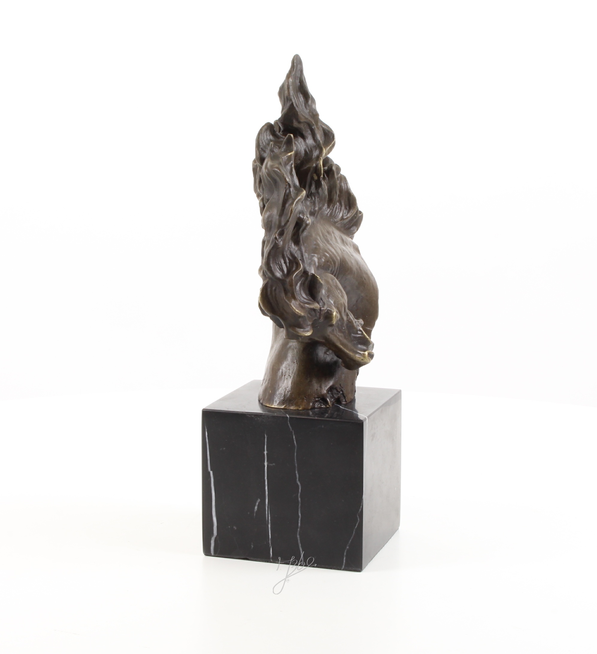 Exquisite Pferdekopf Bronzeskulptur mit detailreicher Pferdemähne 15