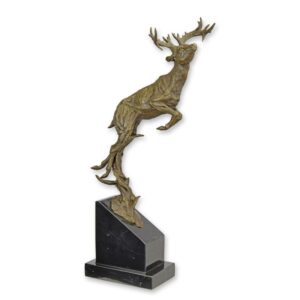 Detaillierte Bronze Hirsch Skulptur Eleganter Springender Hirsch