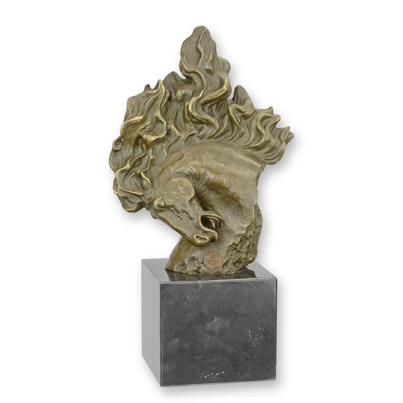 Exquisite Pferdekopf Bronzeskulptur mit detailreicher Pferdemähne 2