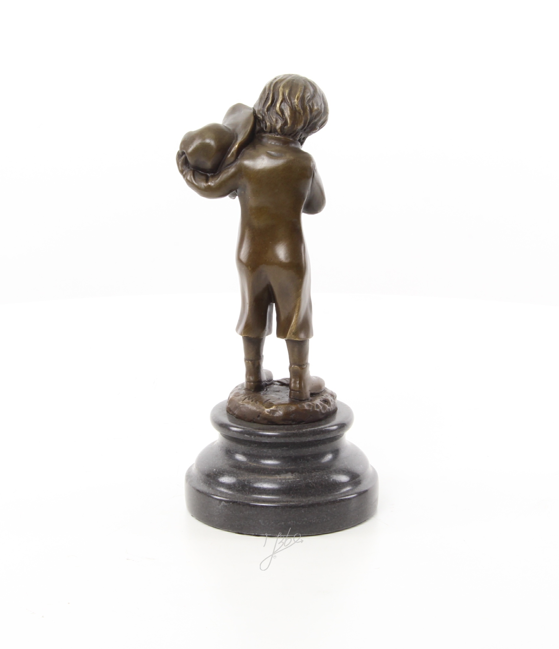 Detaillierte Bronze Jungenskulptur Nachdenklicher Junge als Kunstwerk 5