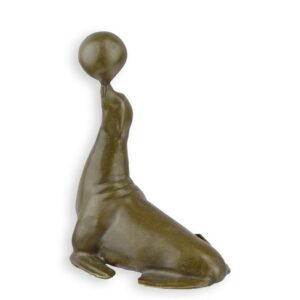 Handgefertigte Bronze Meereslöwen Skulptur  Künstlerische Robbe mit Ball