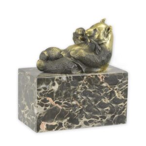 Handgefertigte Bronze Panda Skulptur Essender Bär Bronzeskulptur Highlight