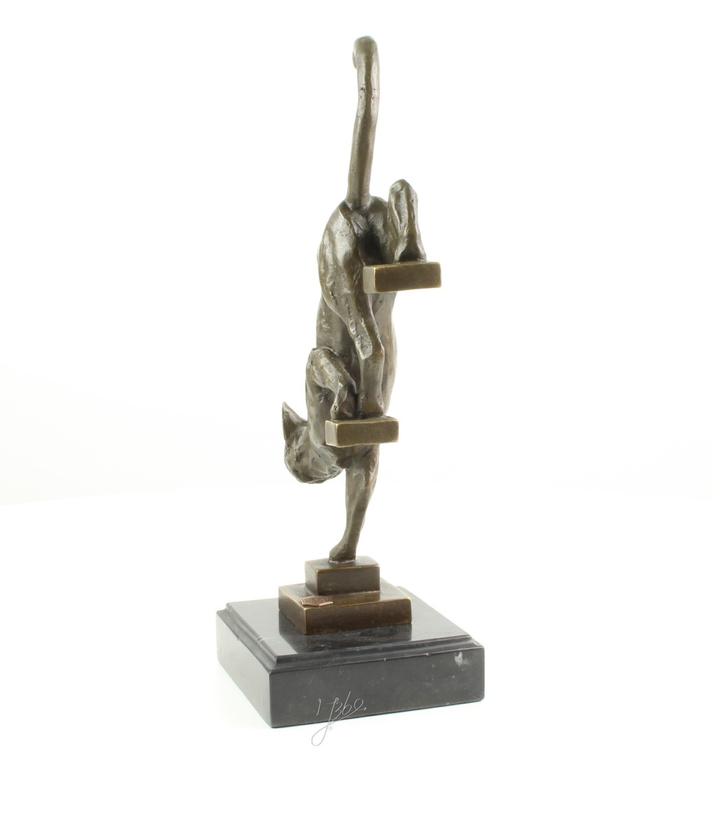 Elegante Bronze Katzenstatue Skulptur für Treppen dekorieren 9