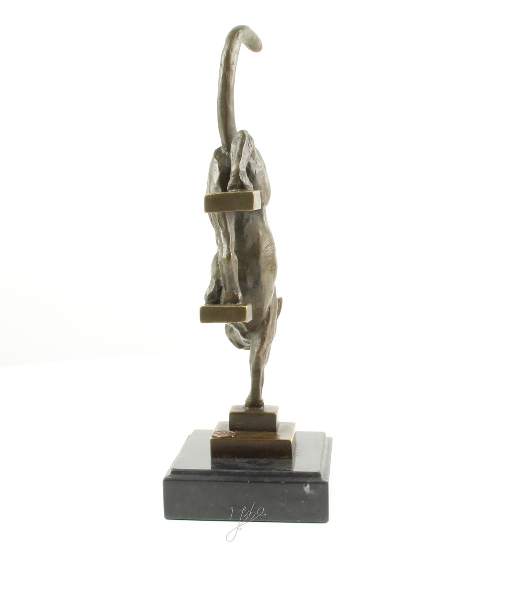 Elegante Bronze Katzenstatue Skulptur für Treppen dekorieren 8