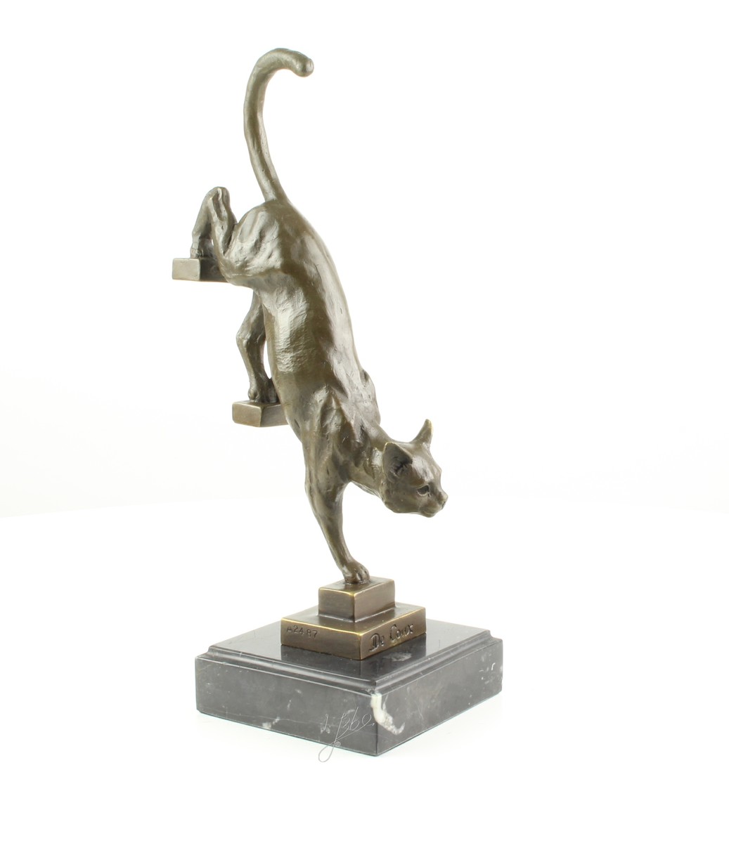 Elegante Bronze Katzenstatue Skulptur für Treppen dekorieren 11