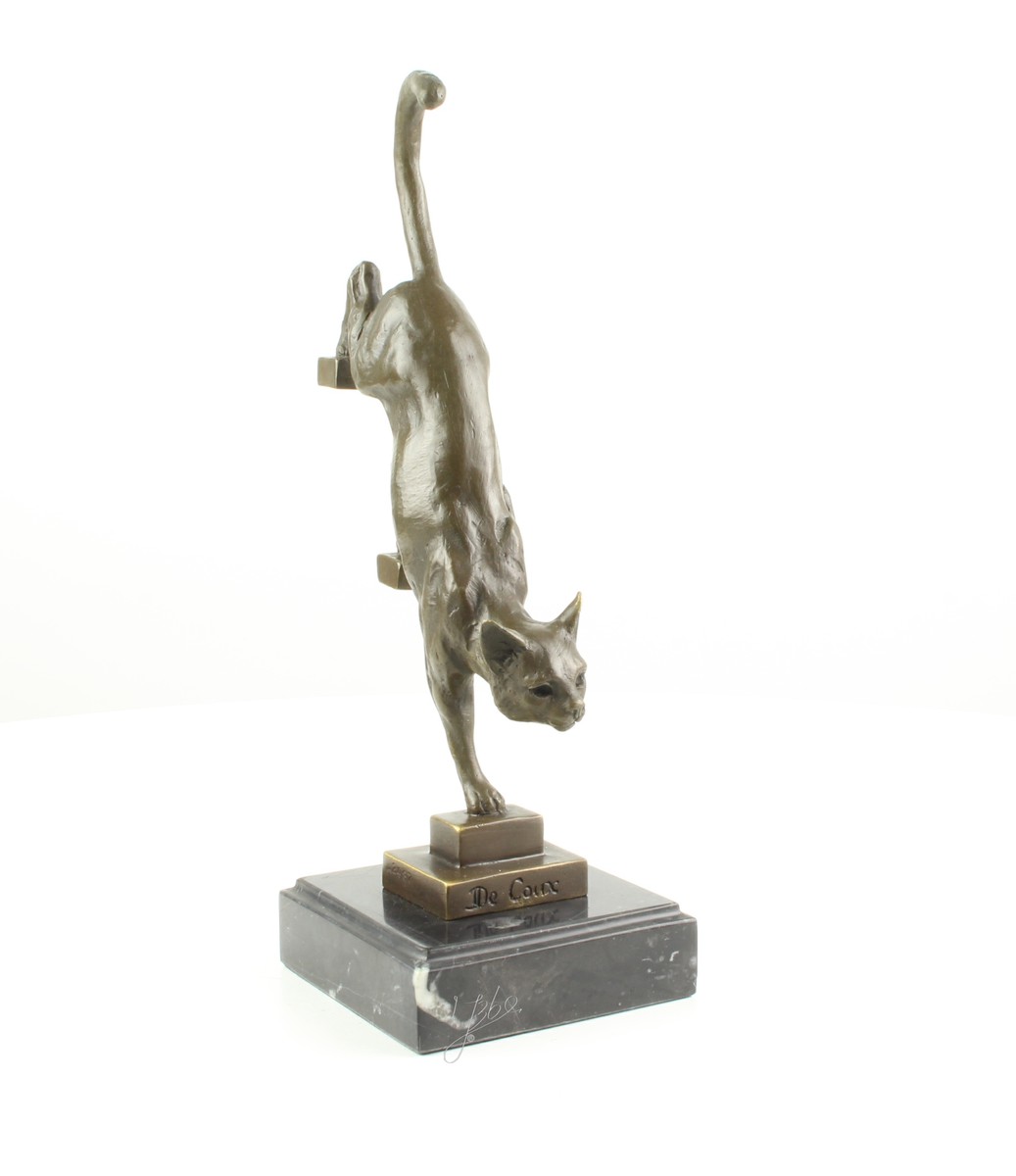 Elegante Bronze Katzenstatue Skulptur für Treppen dekorieren 14