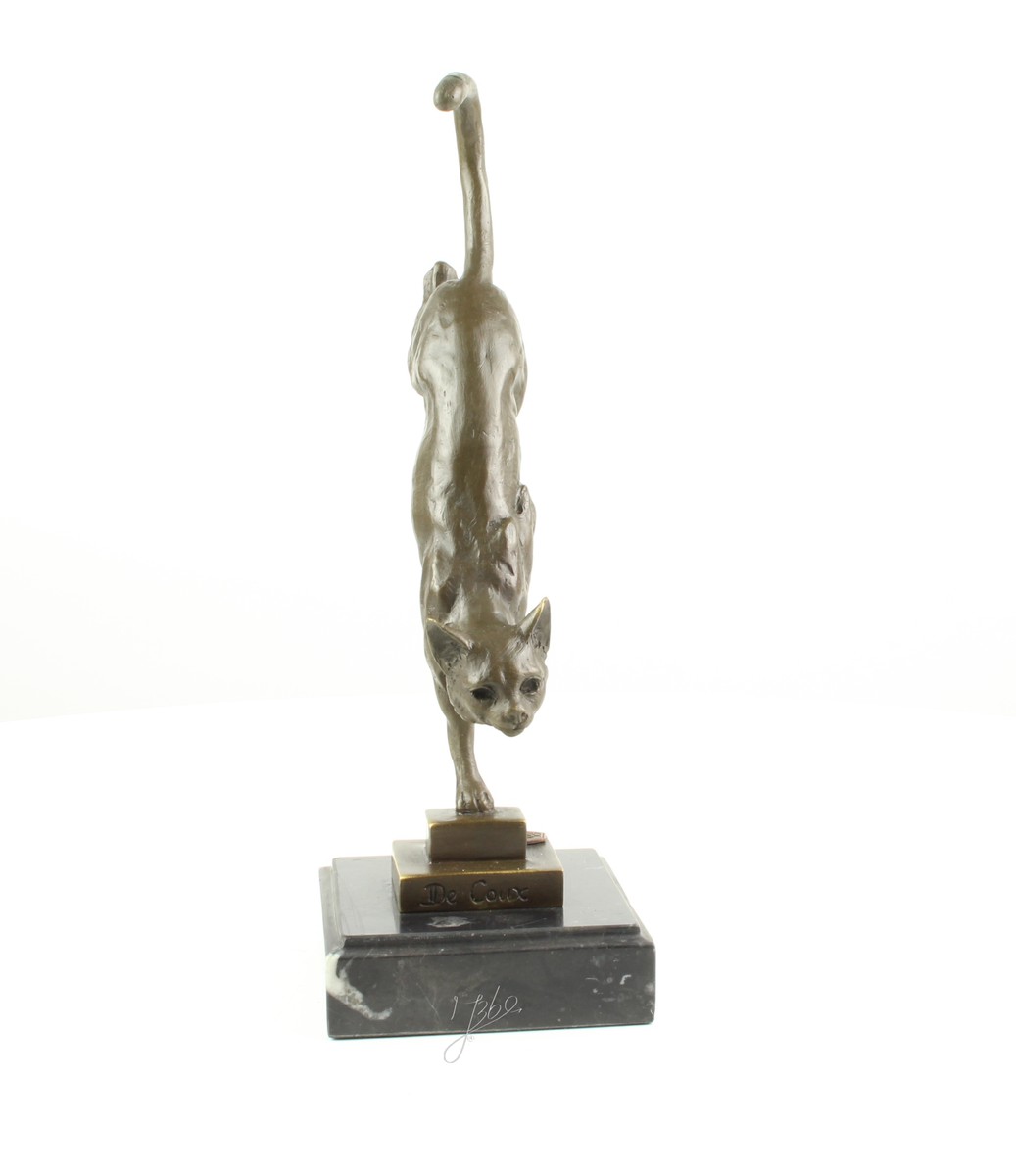 Elegante Bronze Katzenstatue Skulptur für Treppen dekorieren 15