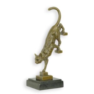 Elegante Bronze Katzenstatue Skulptur für Treppen dekorieren