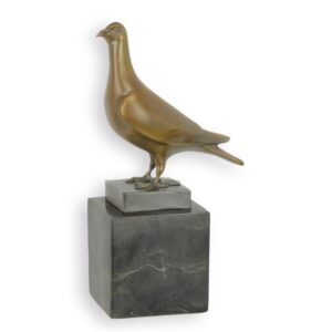 Realistische Bronze Taubenfigur auf edlem Marmorsockel  Eleganz pur