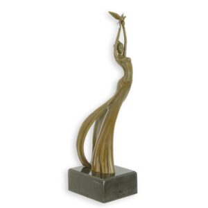 Elegante Bronzeskulptur Frau mit Schmetterling Kunstvolle Dekoration