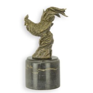 Handgefertigte Bronze Hahnskulptur Detaillierte Metallkunst auf Sockel