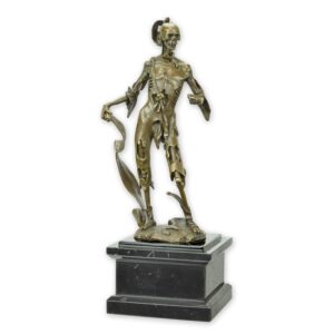 Einzigartige Bronze Memento Mori Skulptur  Künstlerisches Skelettdesign
