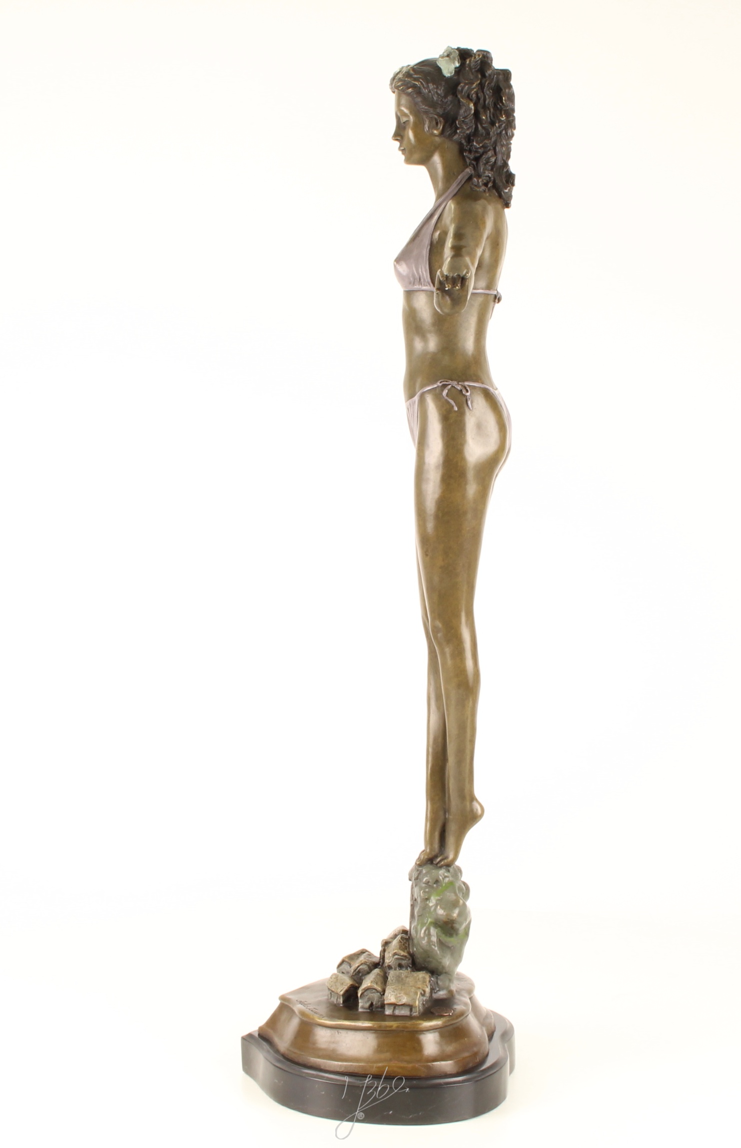 Elegante Bronze Frauenfigur Bronzeskulptur Frau im Bikini 6
