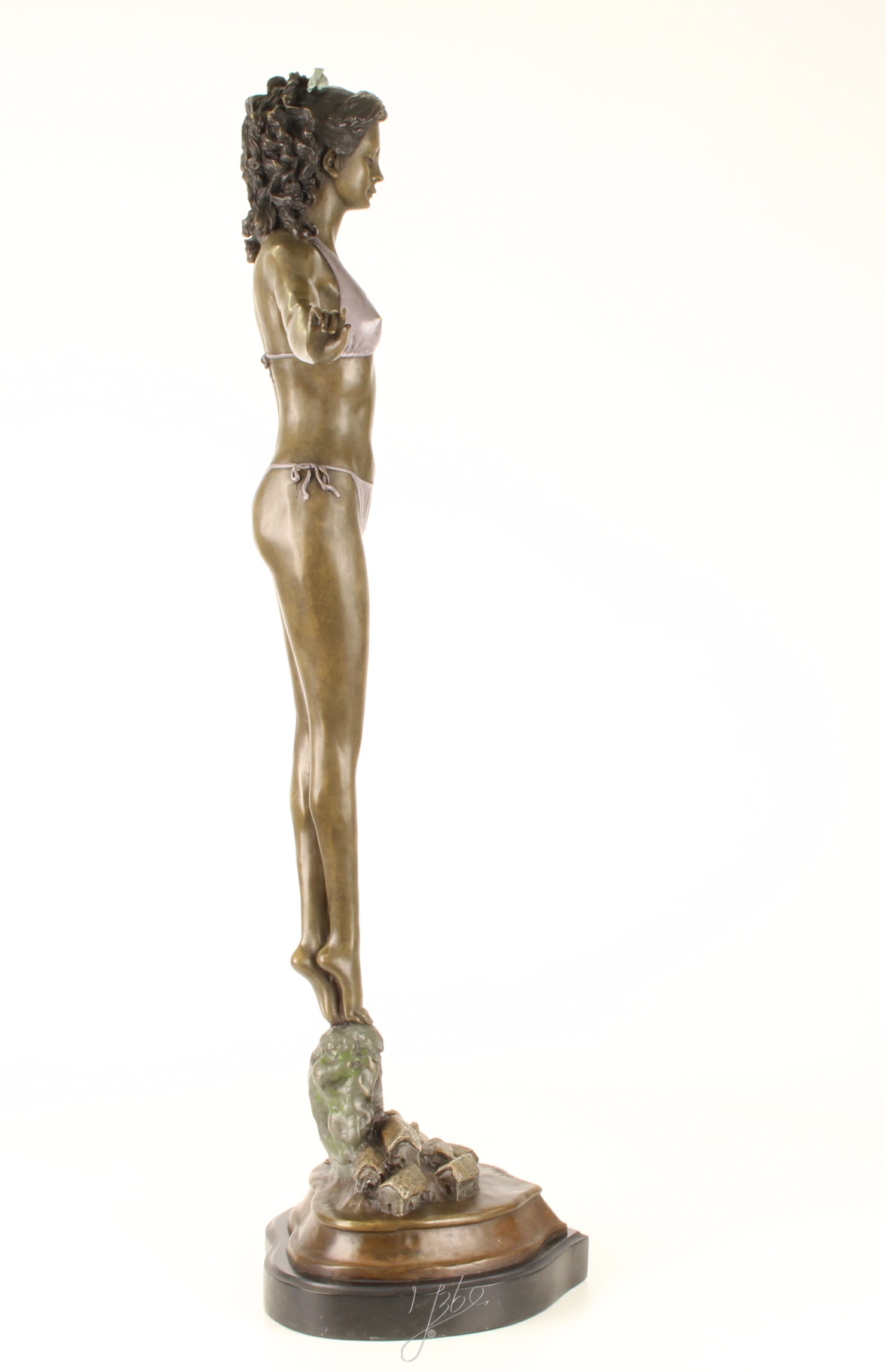 Elegante Bronze Frauenfigur Bronzeskulptur Frau im Bikini 13