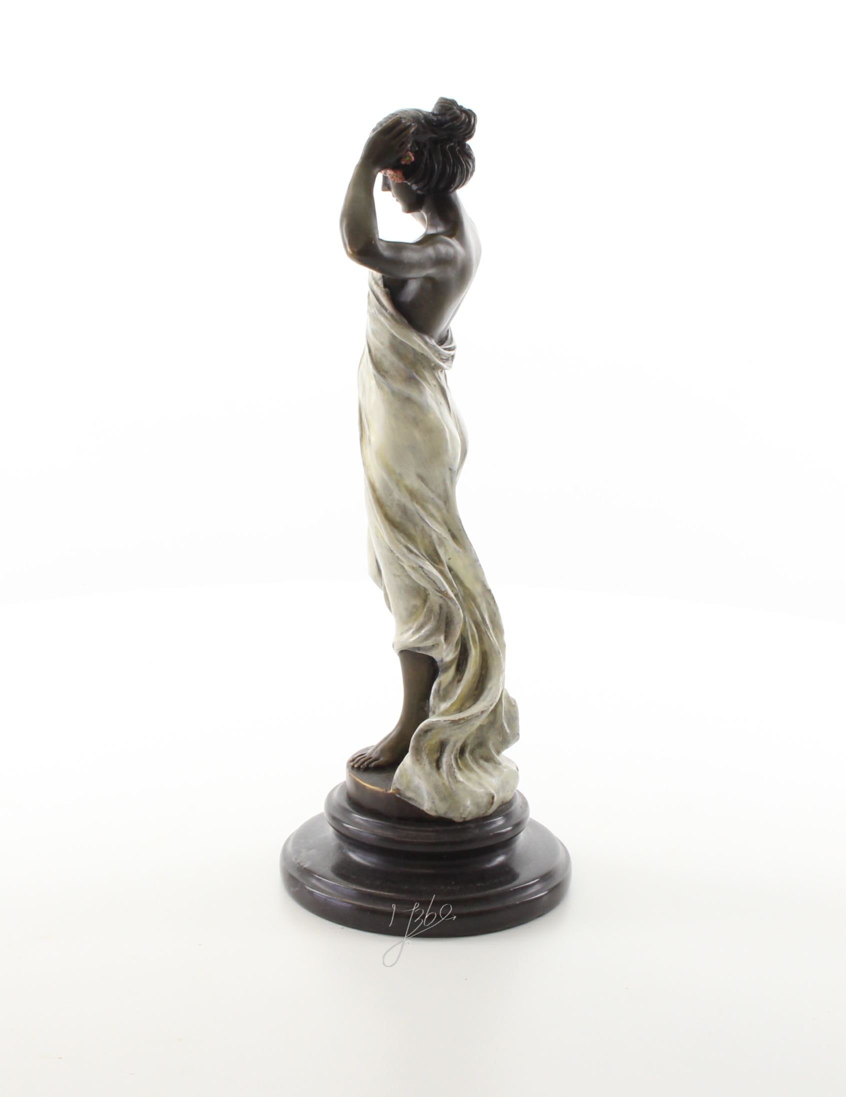 Exquisite Bronze Nymphenfigur Tanzende Frau mit Blumenskulptur 5