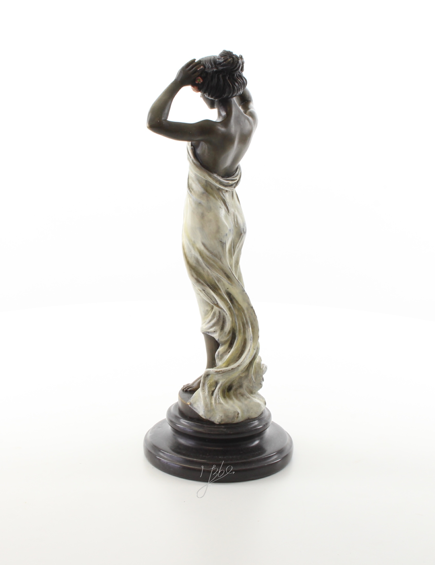 Exquisite Bronze Nymphenfigur Tanzende Frau mit Blumenskulptur 6