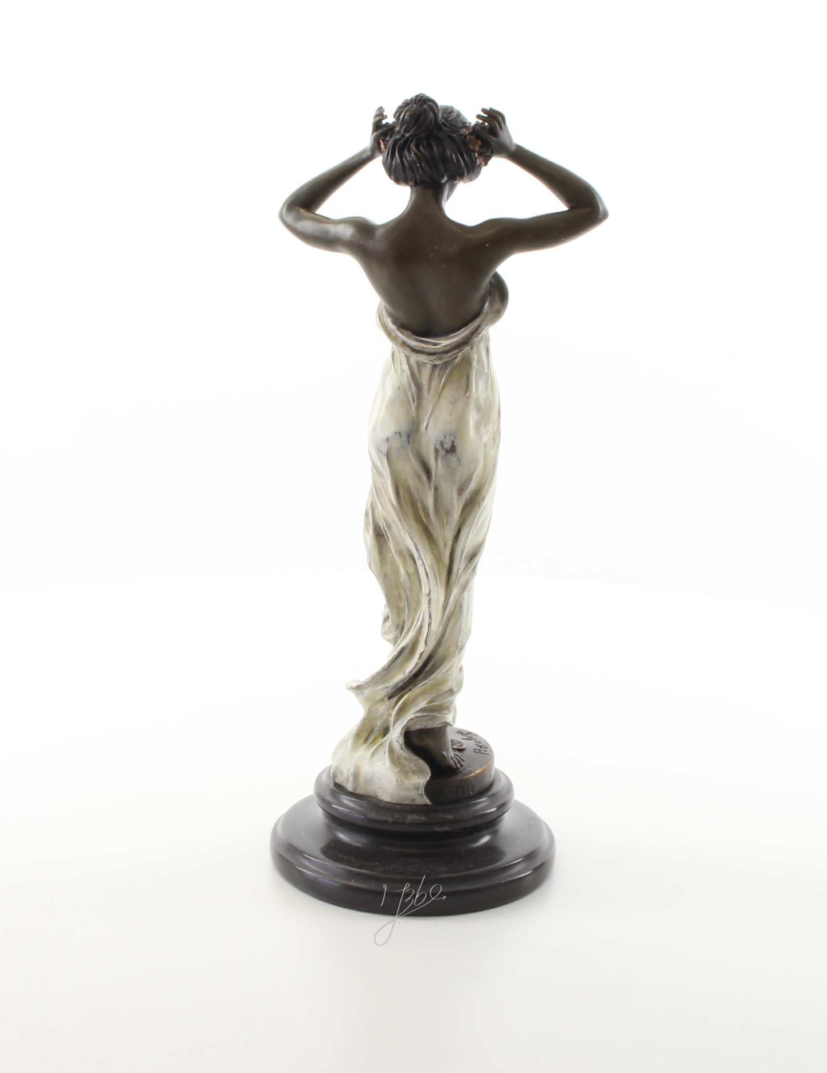 Exquisite Bronze Nymphenfigur Tanzende Frau mit Blumenskulptur 10