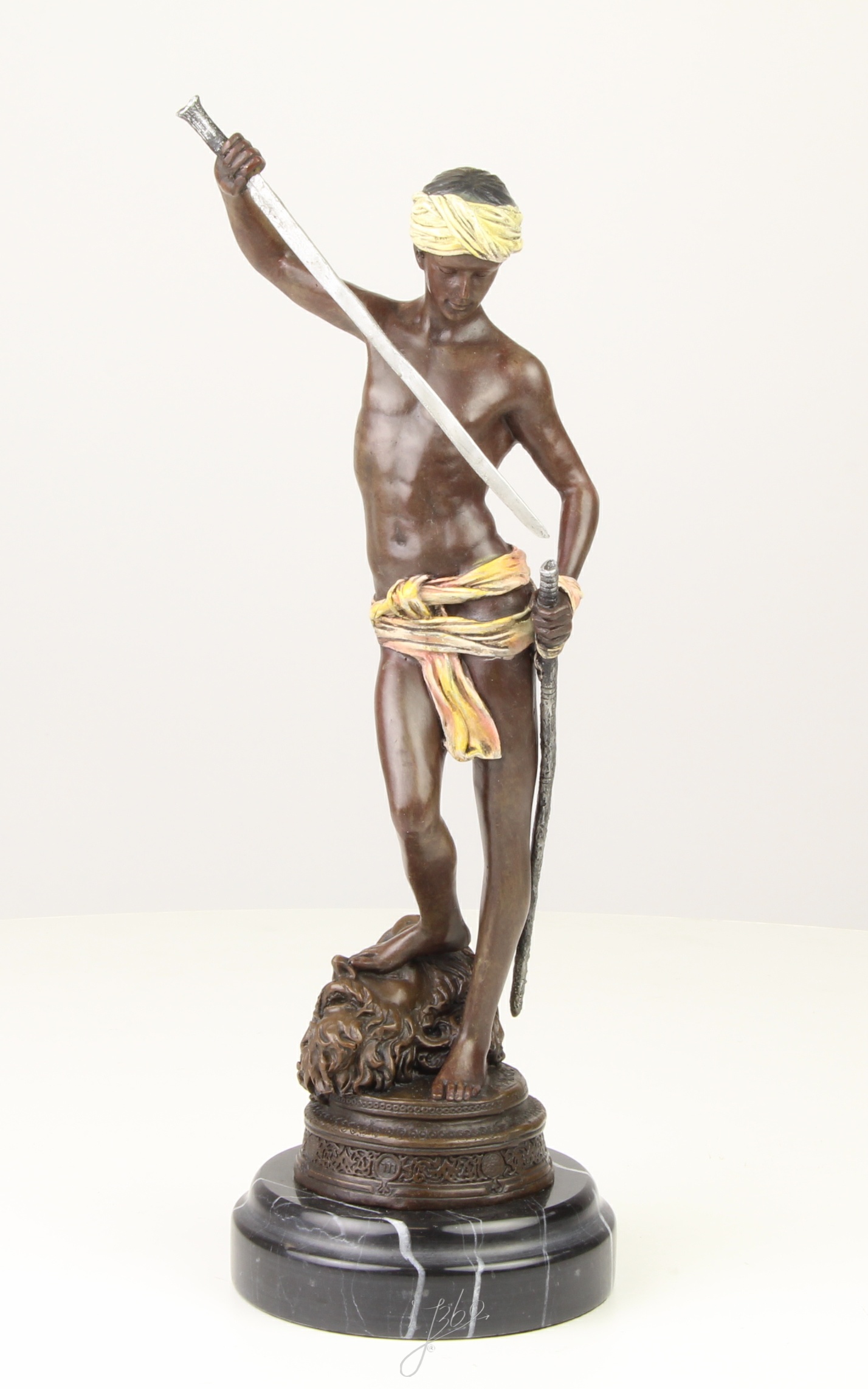 Beeindruckende Bronzeskulptur David und Goliath Statue entdecken 3