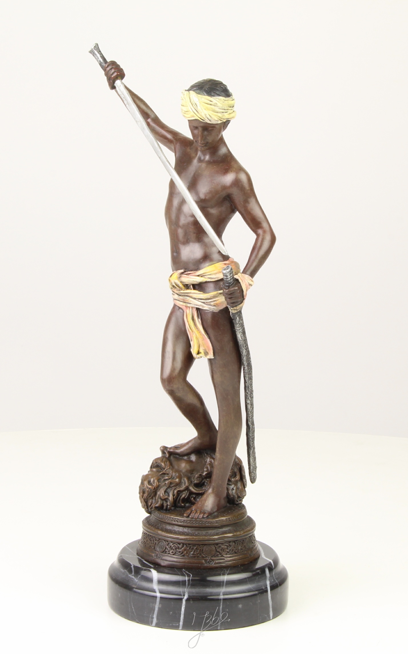 Beeindruckende Bronzeskulptur David und Goliath Statue entdecken 4