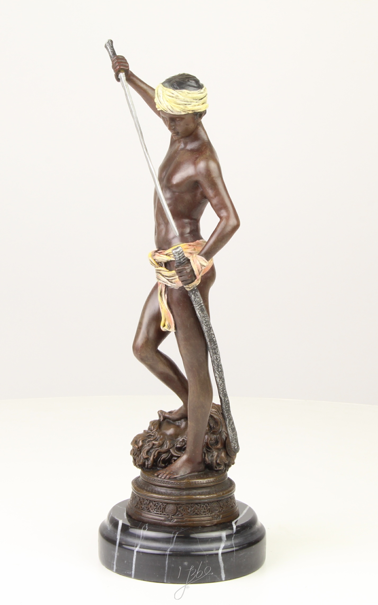 Beeindruckende Bronzeskulptur David und Goliath Statue entdecken 6