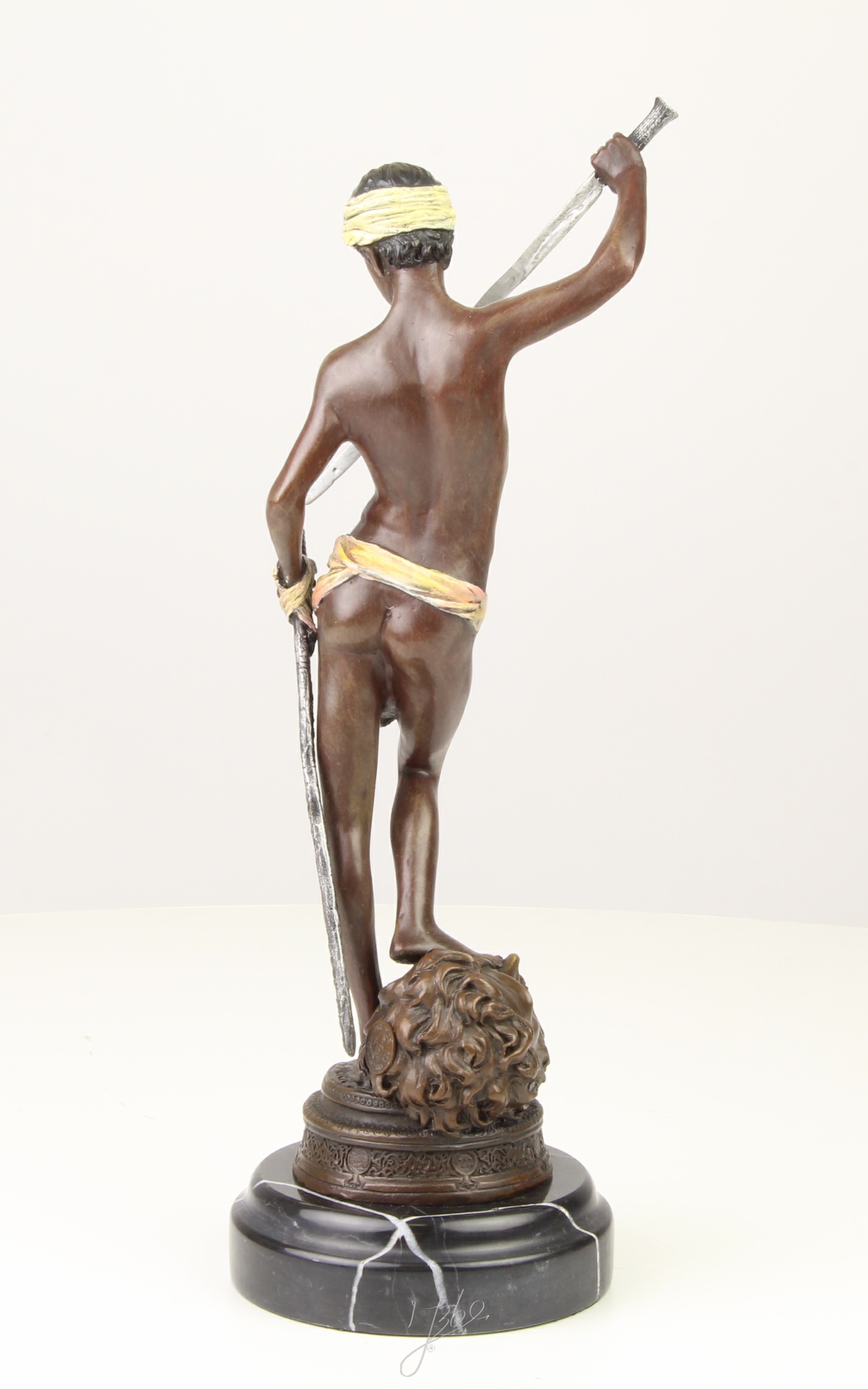 Beeindruckende Bronzeskulptur David und Goliath Statue entdecken 8