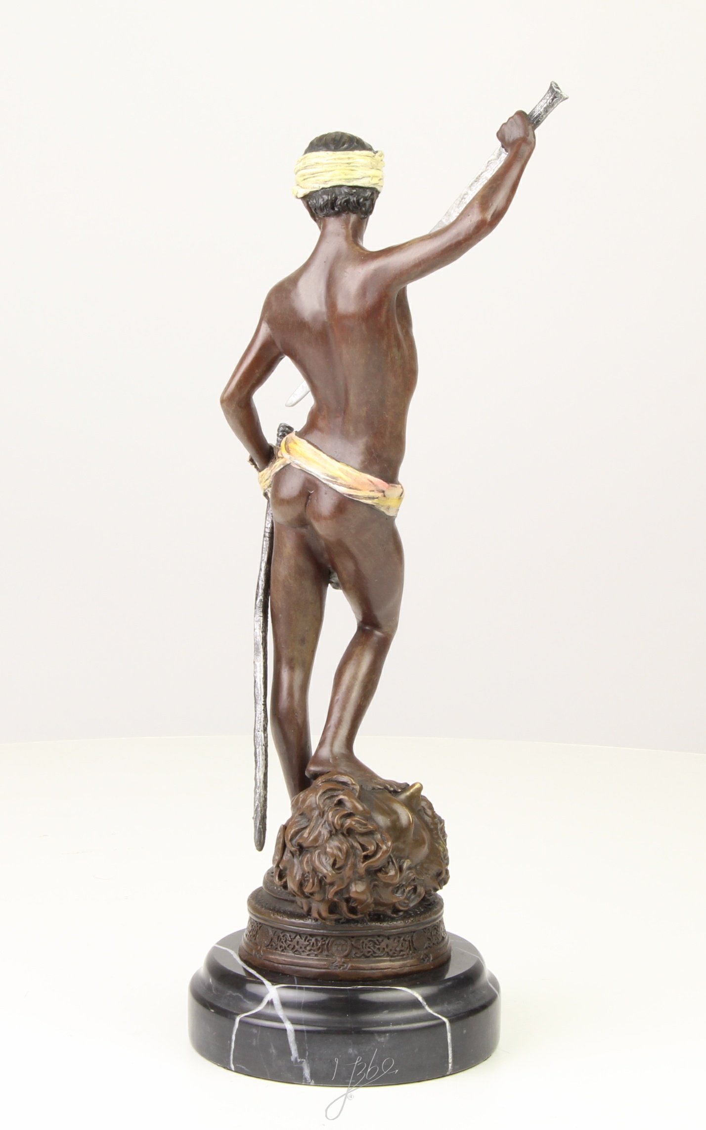 Beeindruckende Bronzeskulptur David und Goliath Statue entdecken 11