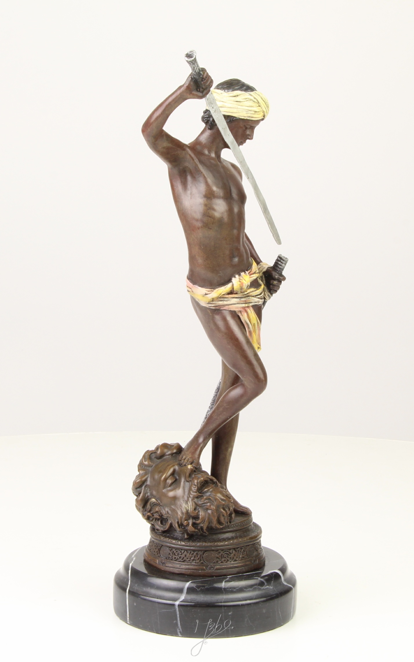 Beeindruckende Bronzeskulptur David und Goliath Statue entdecken 15