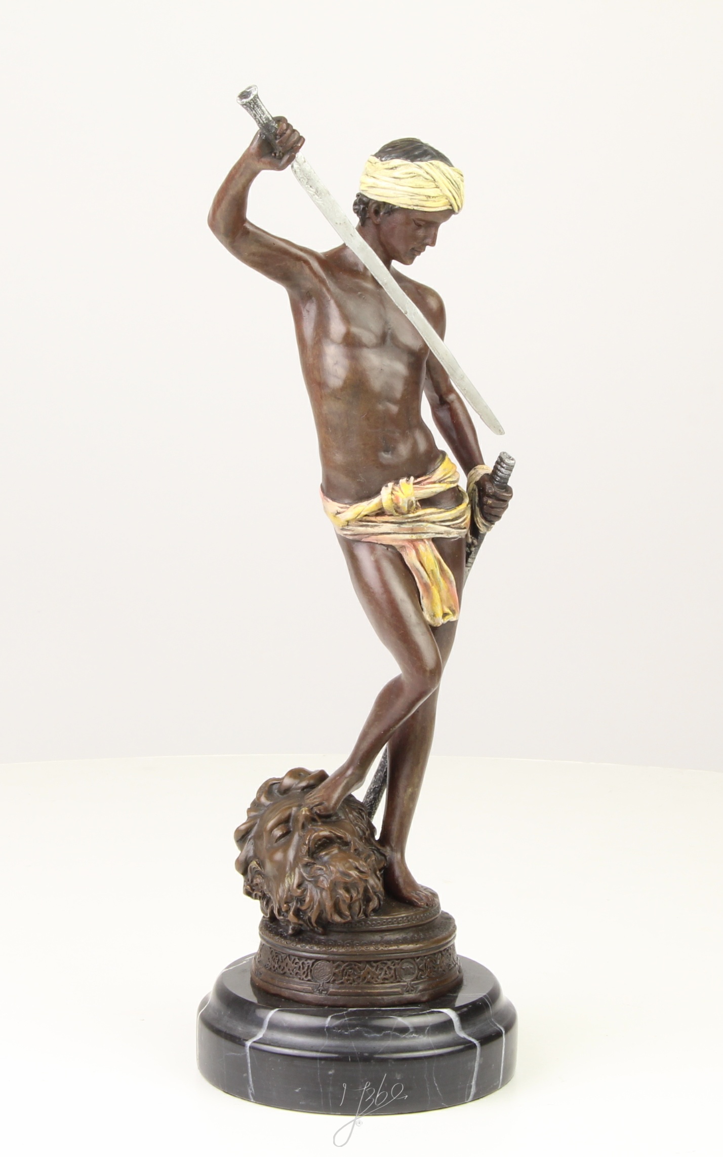 Beeindruckende Bronzeskulptur David und Goliath Statue entdecken 16