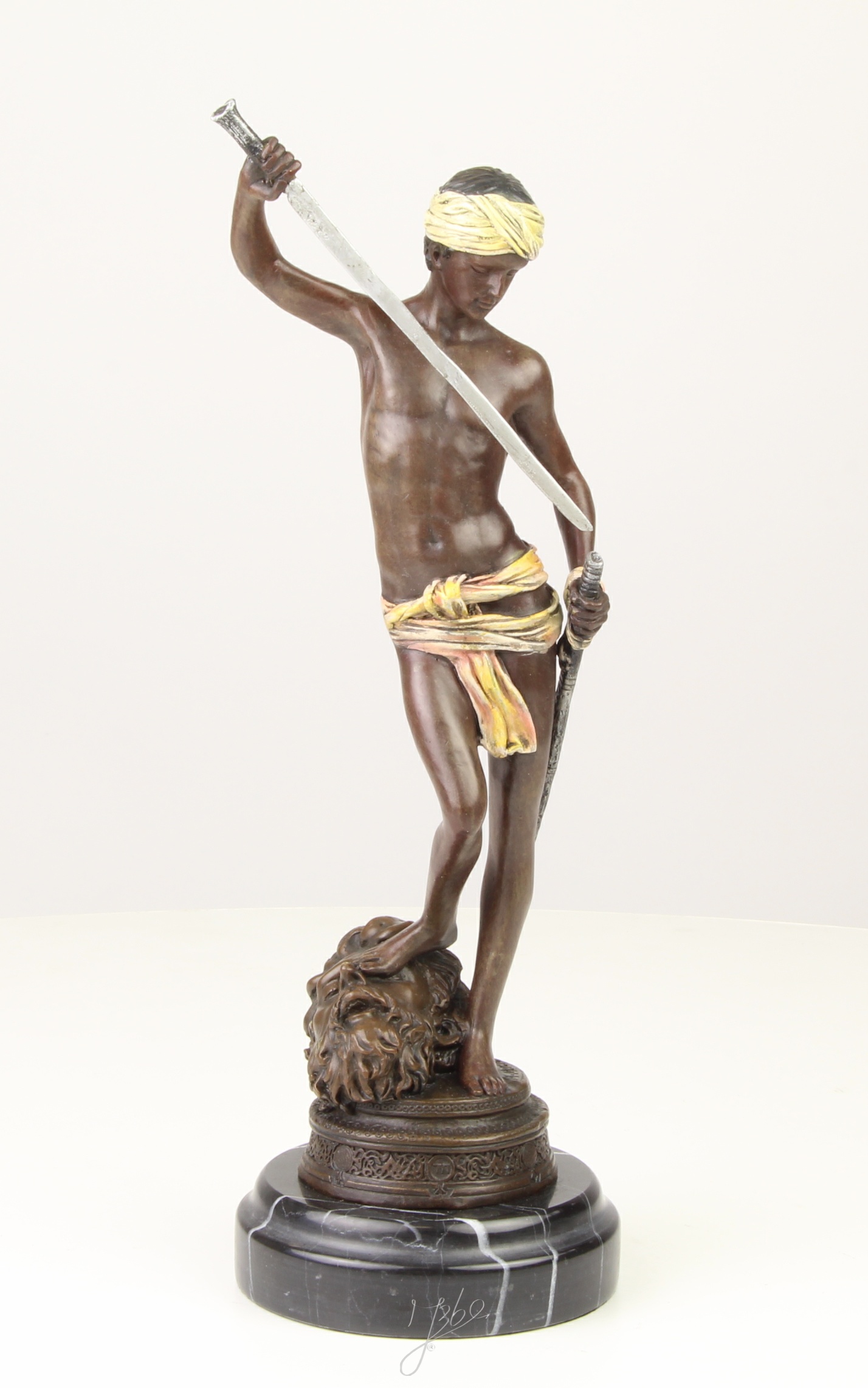 Beeindruckende Bronzeskulptur David und Goliath Statue entdecken 17